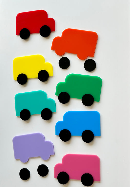 Little Dry Erasables - Rainbow Buses— Set of 4 (3 Piece, 12 Pieces total) or Set of 8 (24 Pieces Total)
