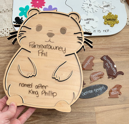 Laser Cut Groundhog Tray with Dry Erase Insert