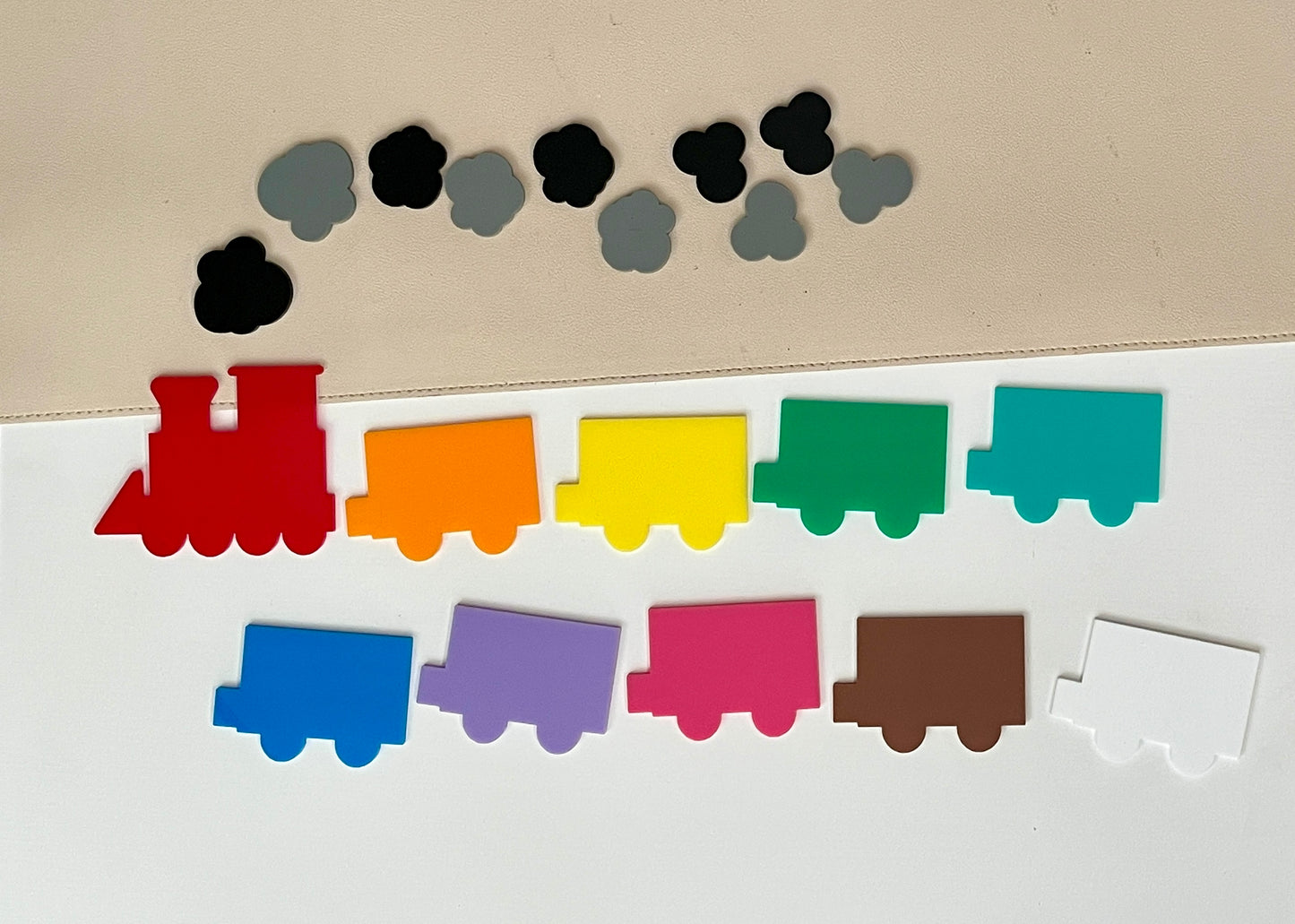 Little Dry Erasables - Rainbow Trains with Smoke — Set of 20