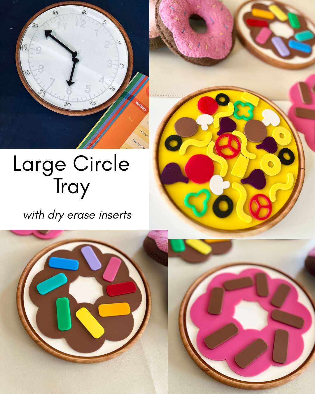 Large Circle Tray with Dry Erase Inserts / Basic Shape Plate