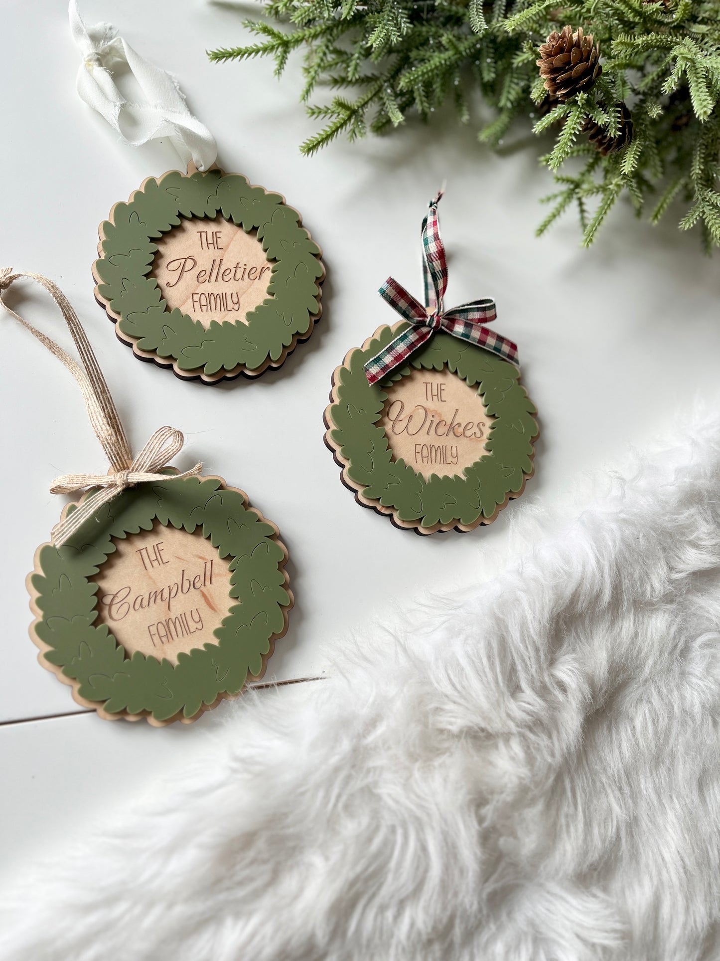 Personalized Wreath Christmas Ornaments