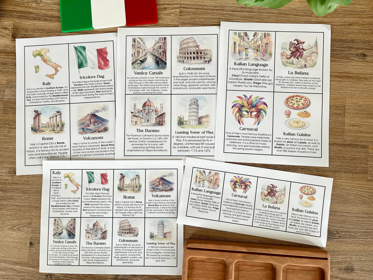 Digital Download | Italy Informational Flash Cards | Comes With 2 Sizes