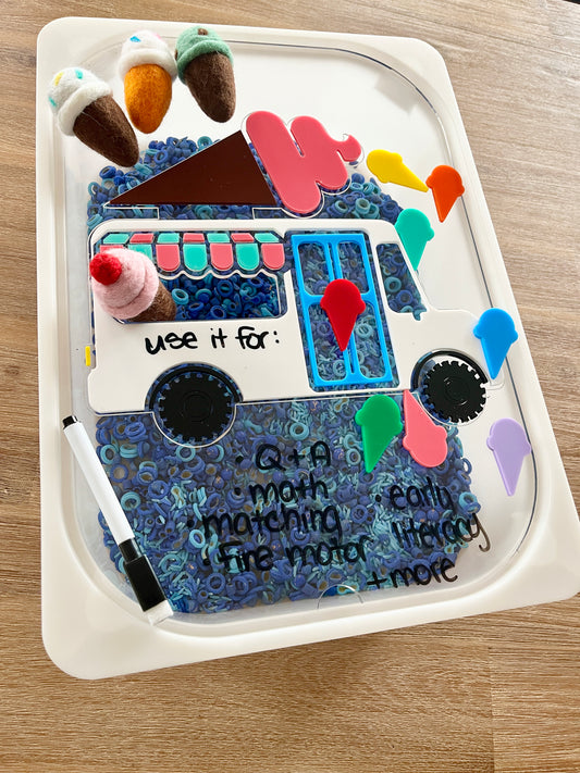 Dry Erasable Ice Cream Truck Flisat Table Bin Lid