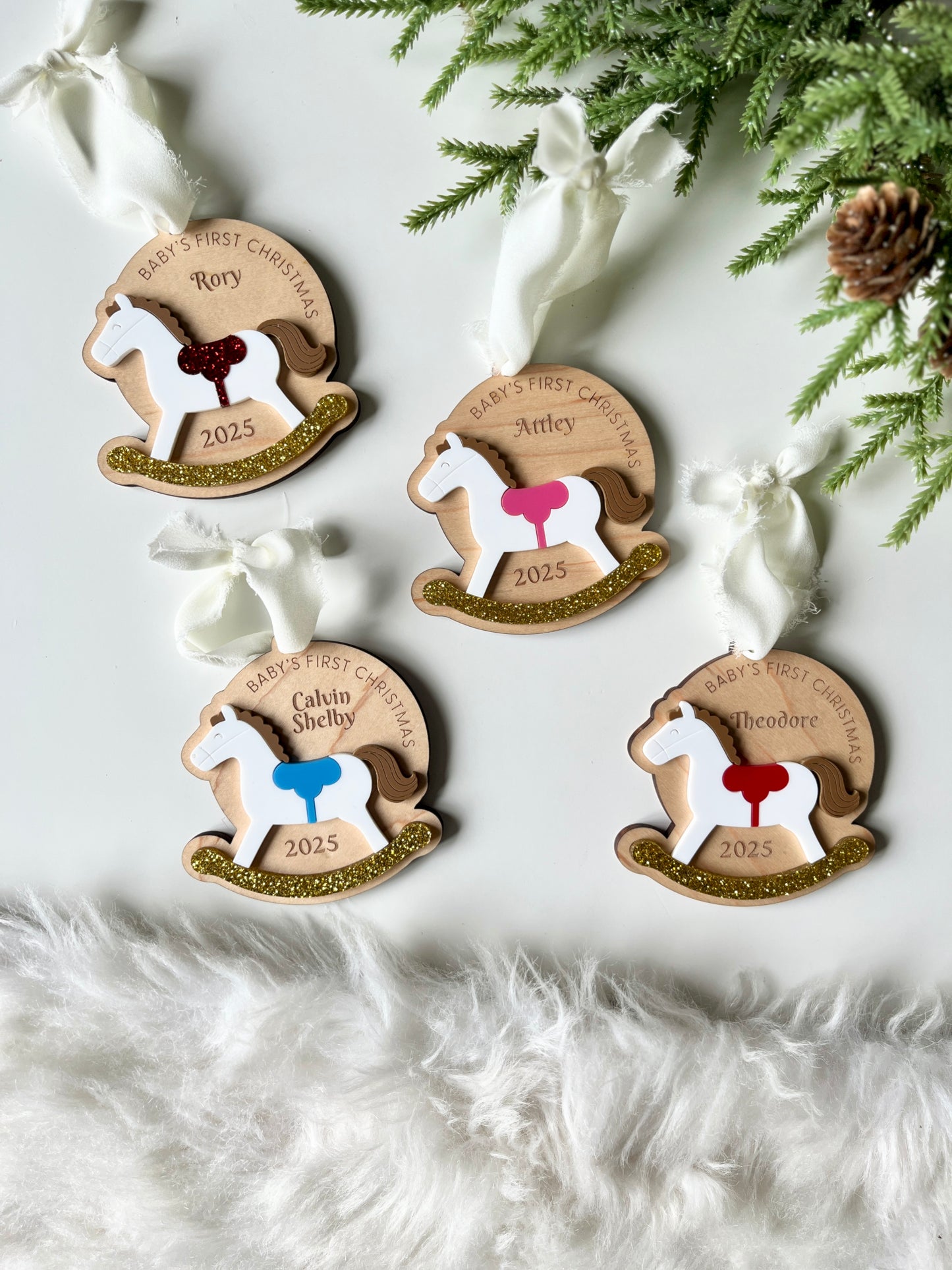 Rocking Horse Baby’s First Christmas Ornaments