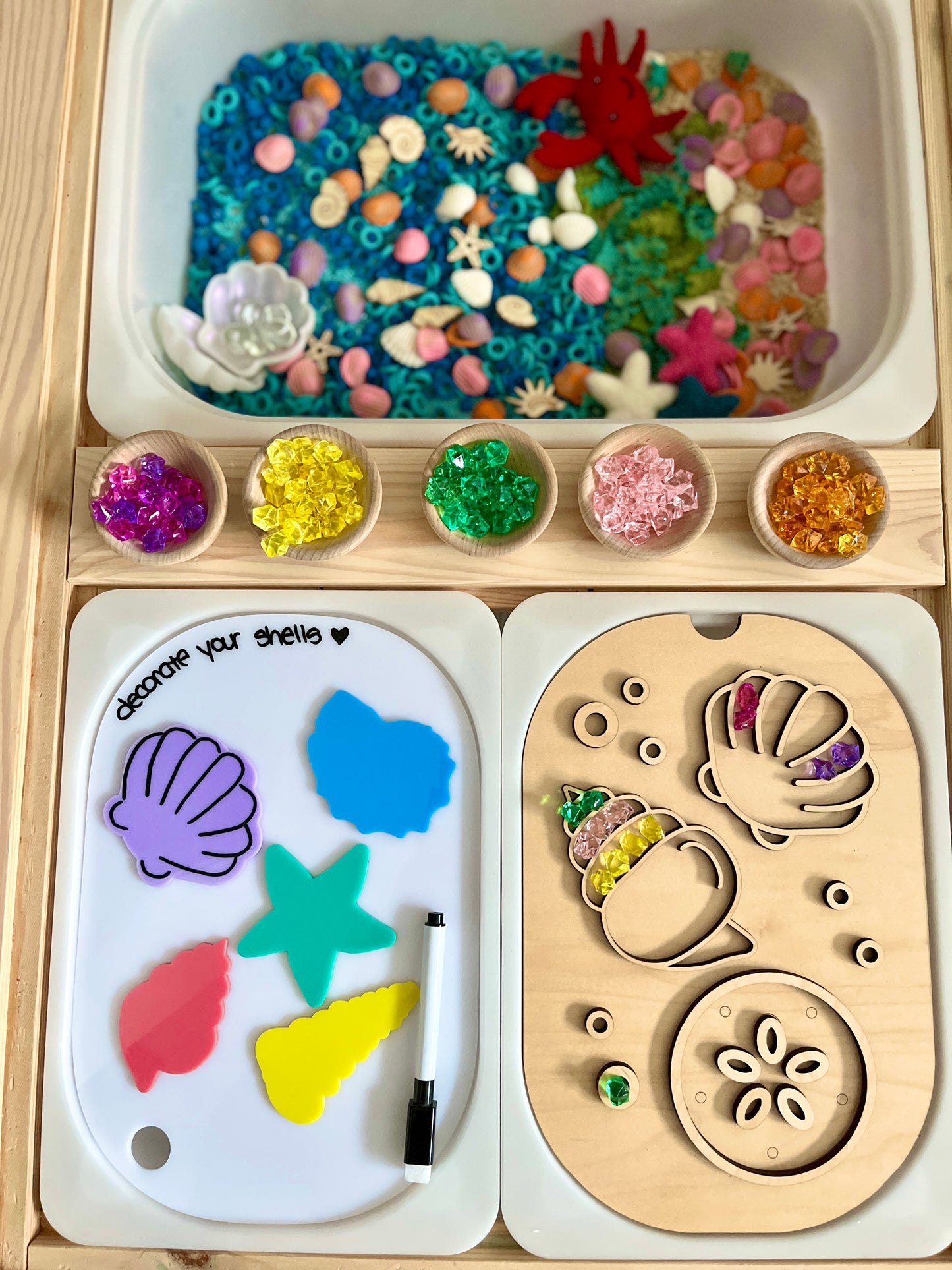 Fillable Sea Shell Flisat Table Top Insert