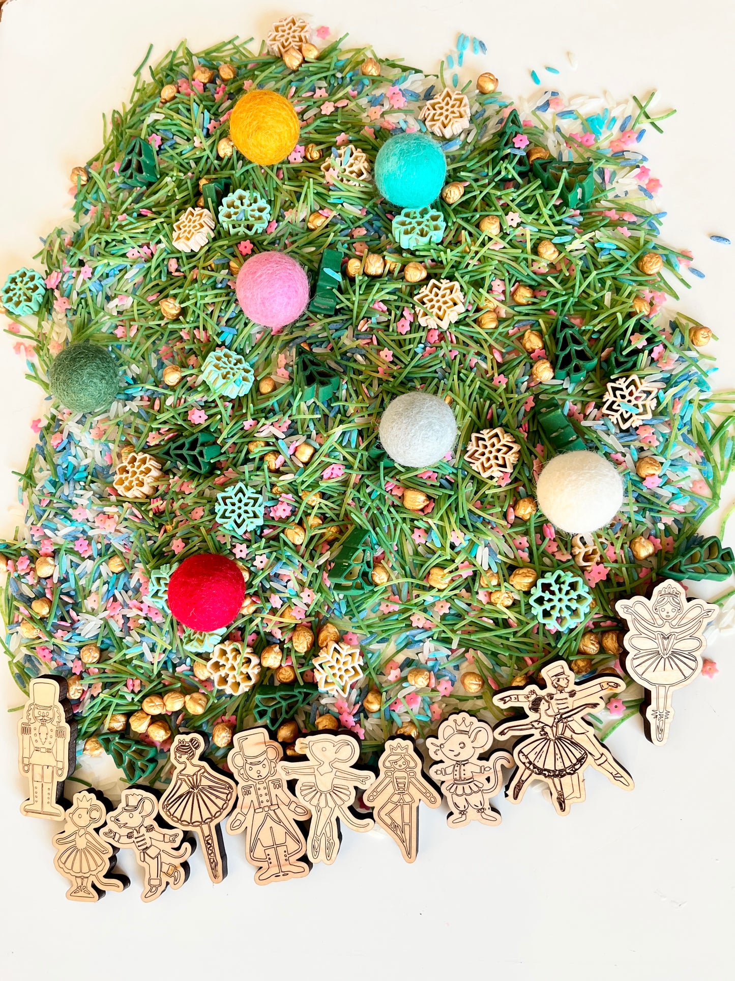 Set of 10 Wood or Clear Acrylic Sugarplum Fairy Counters Loose Parts