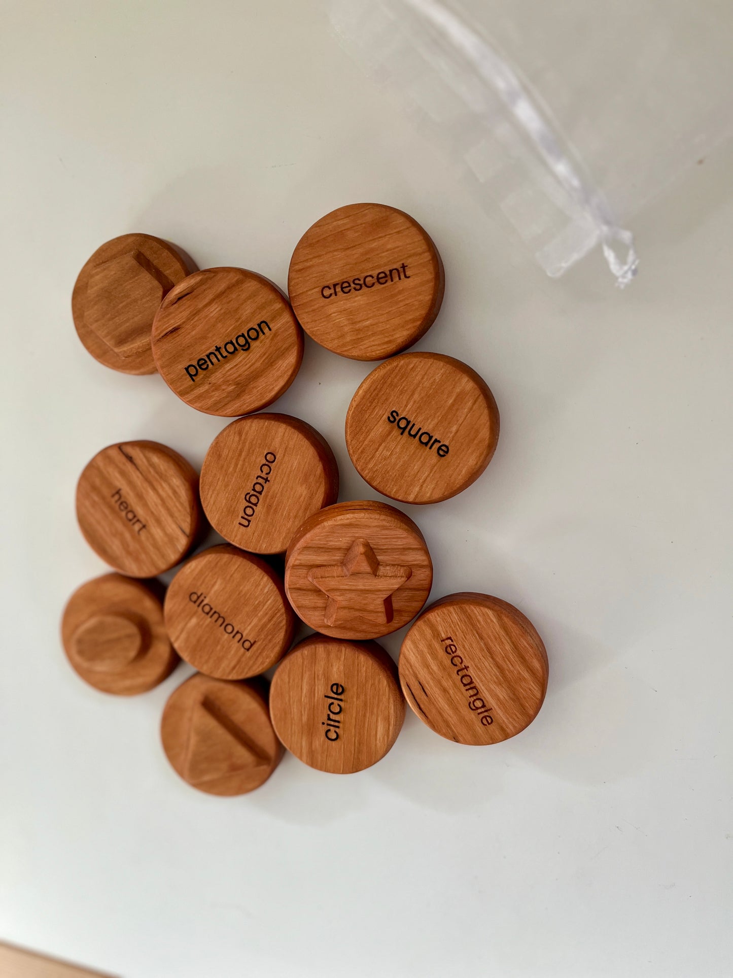 Shape Play Dough Stampers — 12 Pieces, Cherry Wood