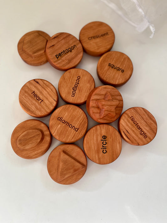 Shape Play Dough Stampers — 12 Pieces, Cherry Wood
