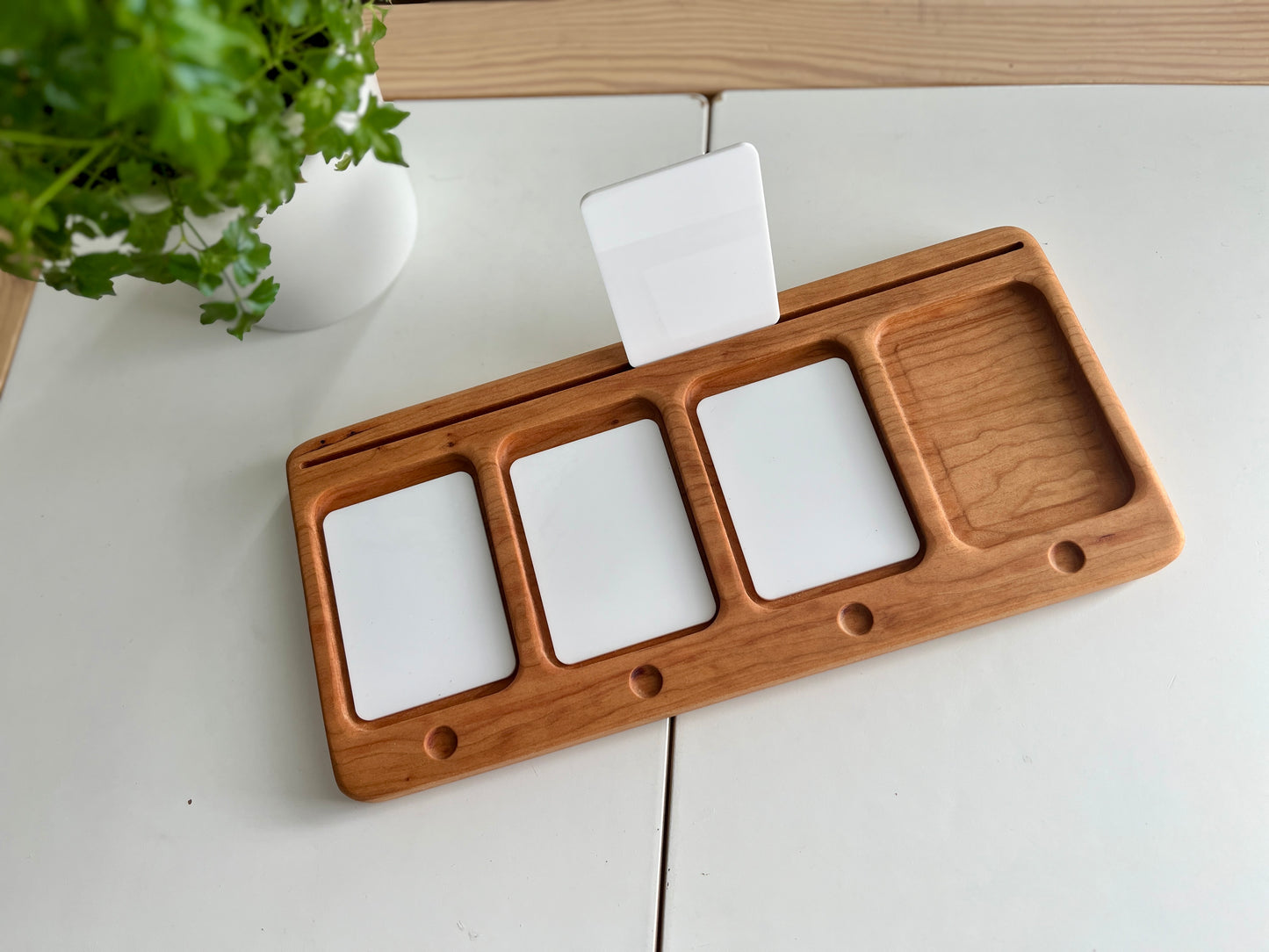 4 Four Section CVCC / CVCE with Indents | Salt Sand & Flash Card Sensory Tray