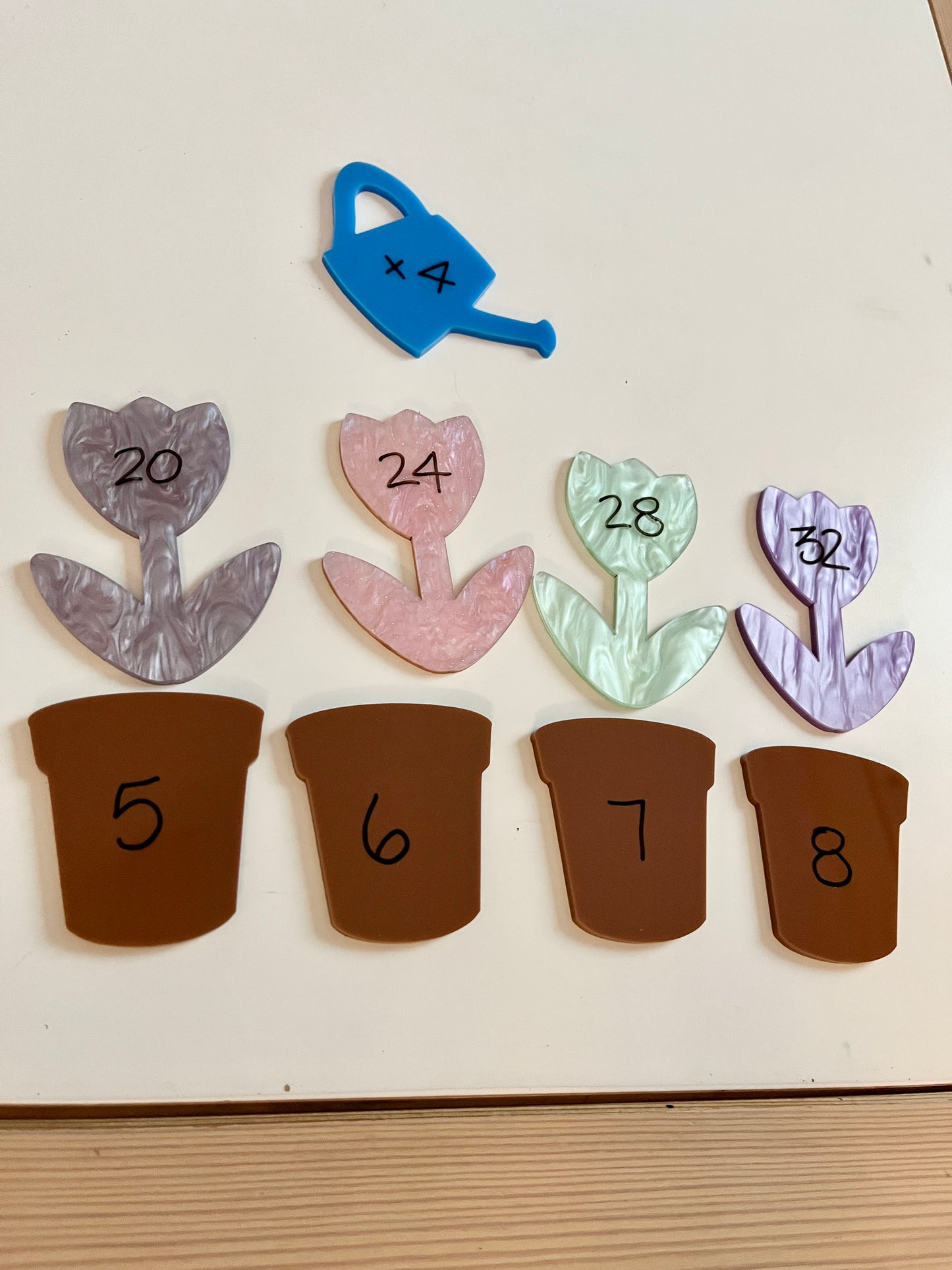 Little Dry Erasables - Marble Flowers with Brown Pots and Watering Can