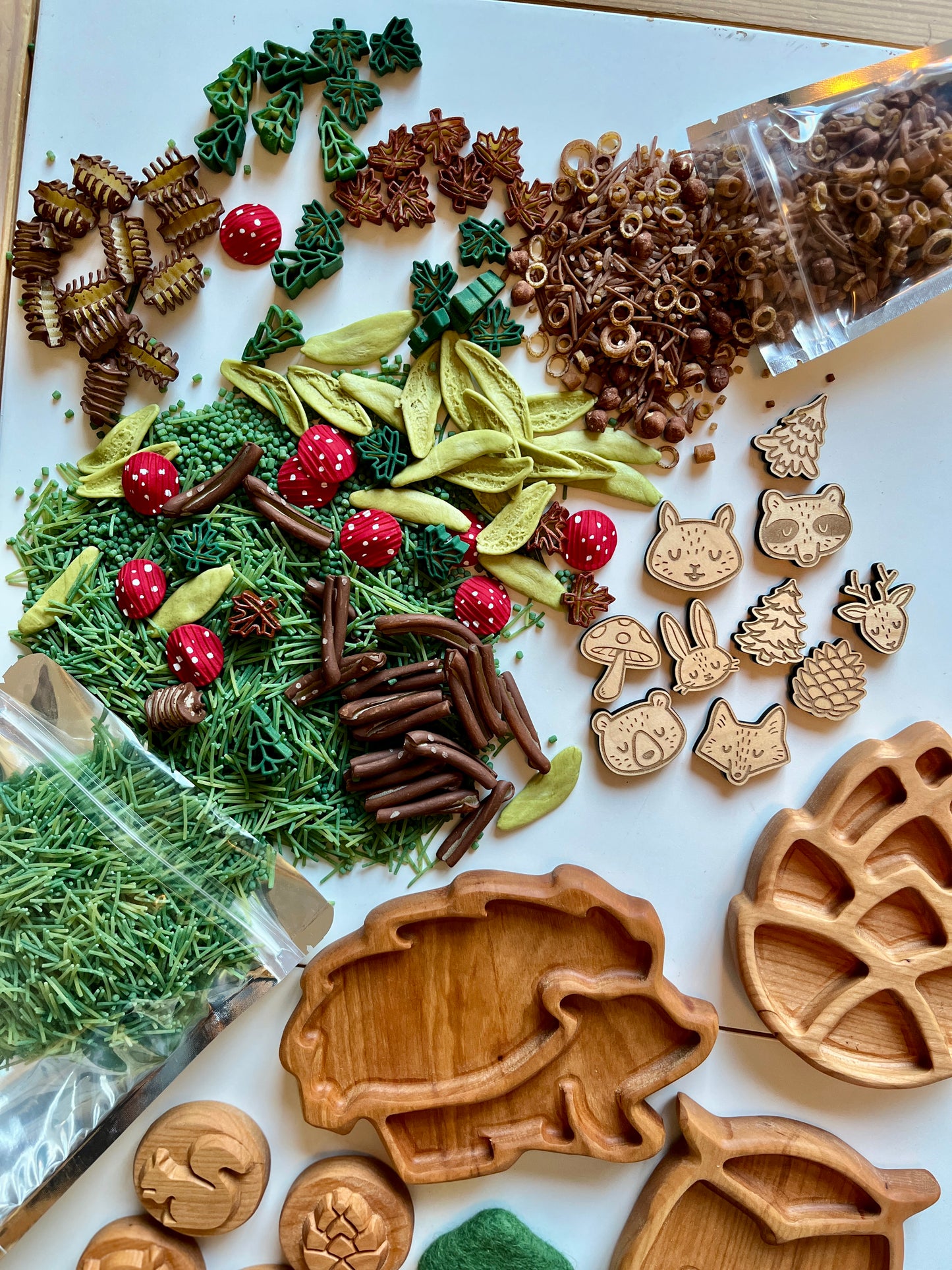 Woodland Forest Autumn Fun Filler Fall Sensory Kit with 10 Wooden Loose Parts