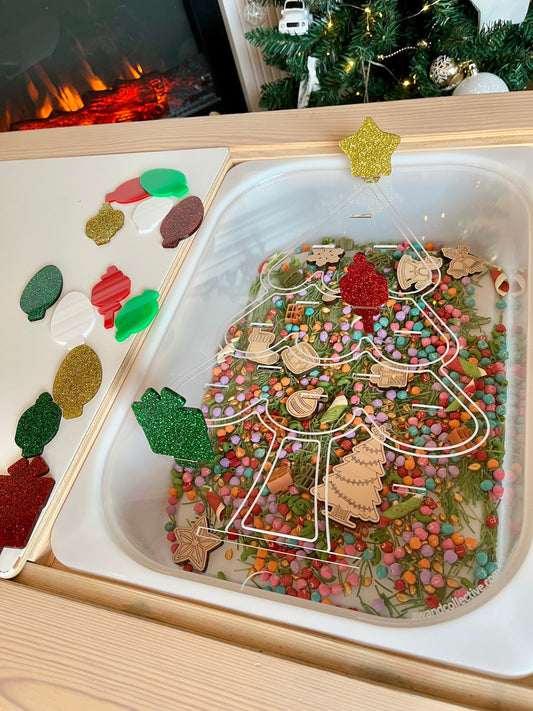 Christmas STEM Tree Insert – Acrylic Insert + 15 Light Bulbs / Ornaments Dry Erase Flisat Insert