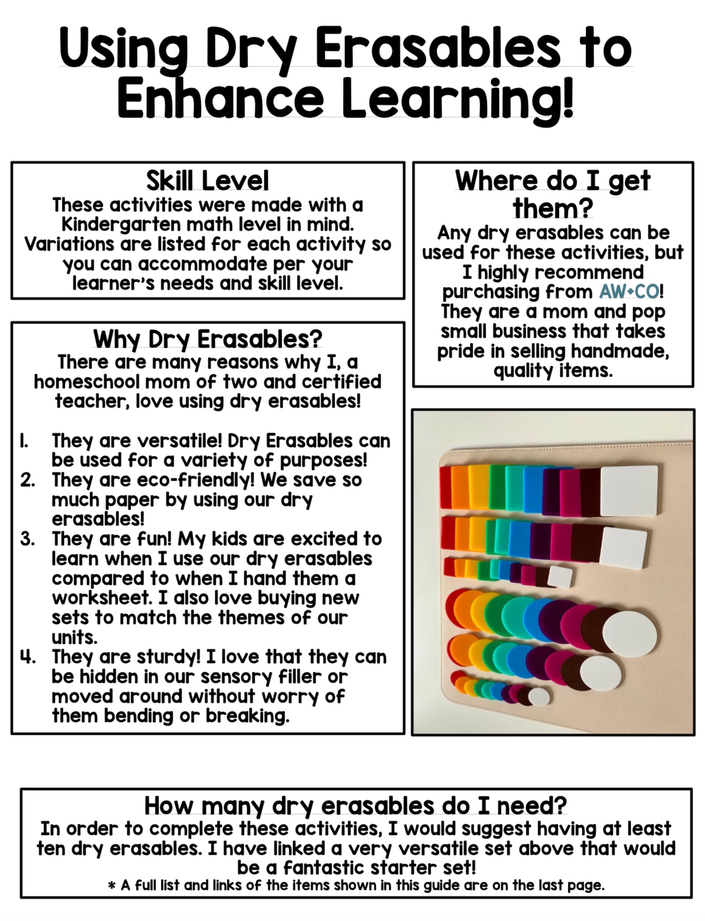 Digital Download | Kindergarten Math Dry Erasable Guide by Book Lady Emma