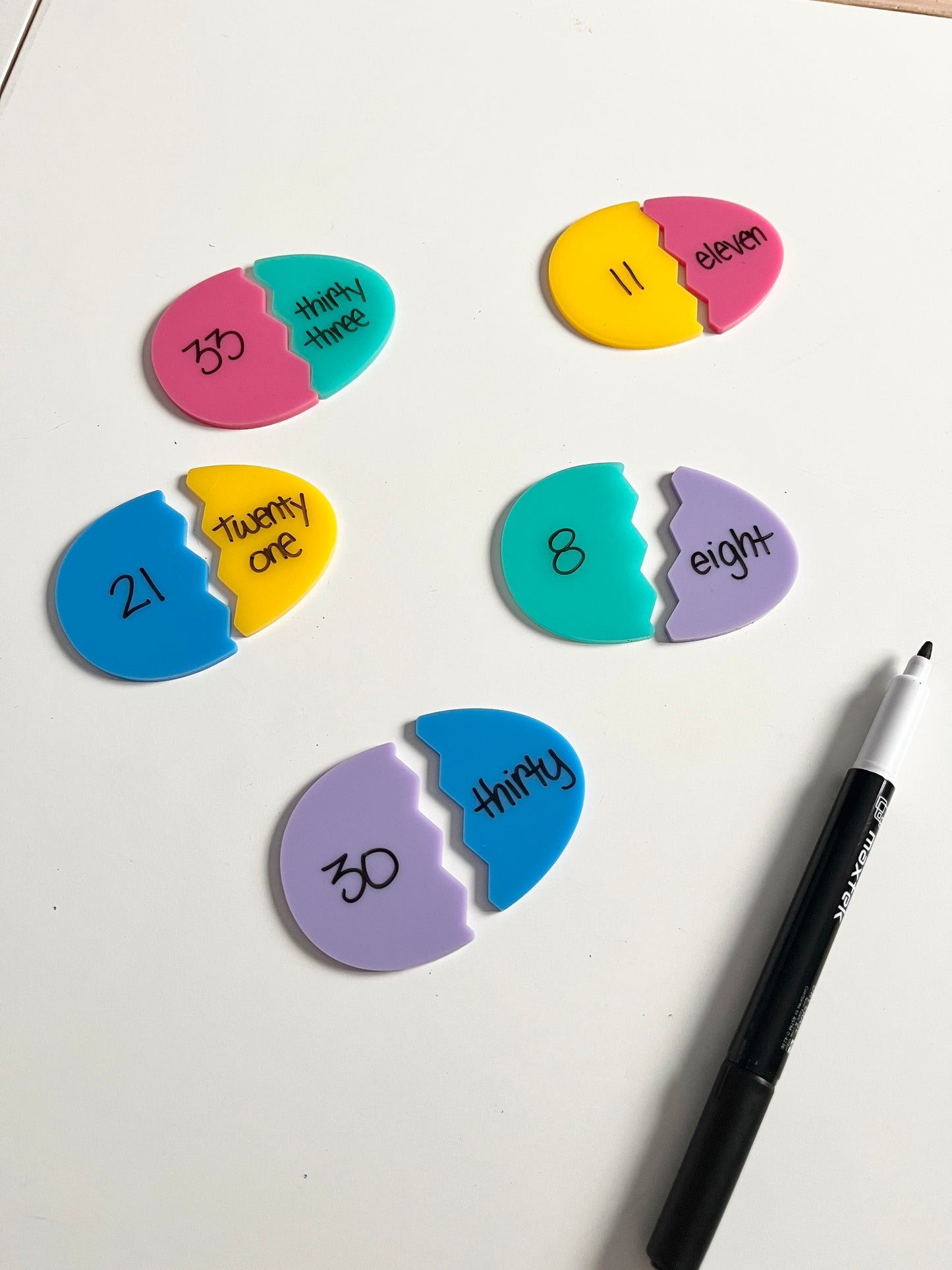 Little Dry Erasables - Pastel Broken Eggs Smaller Size - Set of 5 Eggs