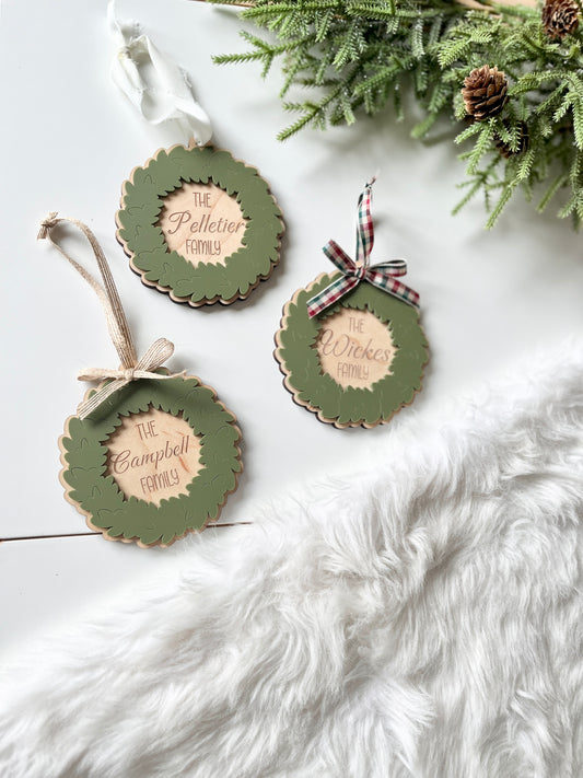 Personalized Wreath Christmas Ornaments