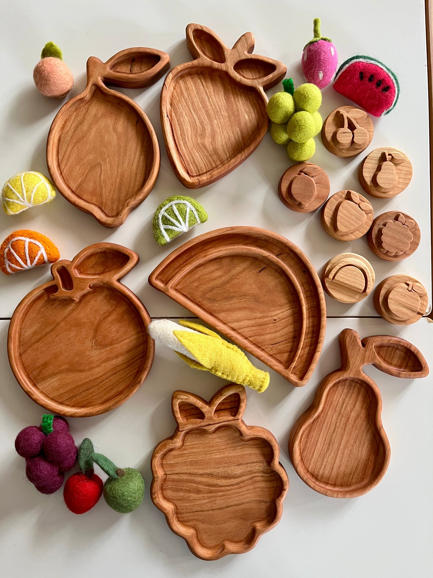 Mini Fruit Plates / Sensory Tray | Melon, Watermelon, Blackberry, Raspberry, Orange, Lemon, Pear, Strawberry, Cherry