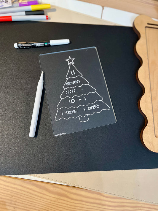 Christmas Tree Graphic Organizer Dry Erase Acrylic Tracing Board; can also fit as a Flisat Insert