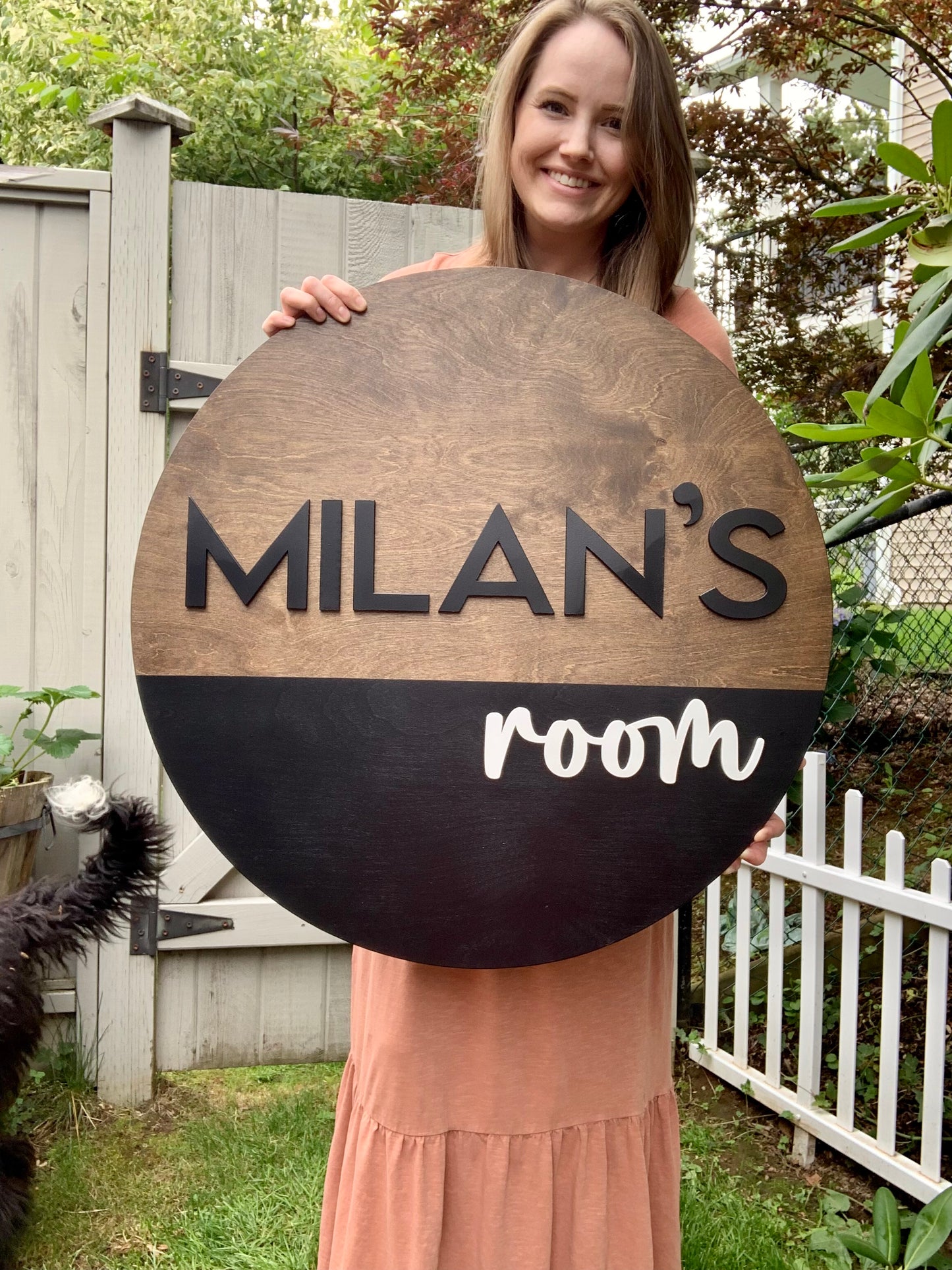 Half Painted 3D Round Name Sign