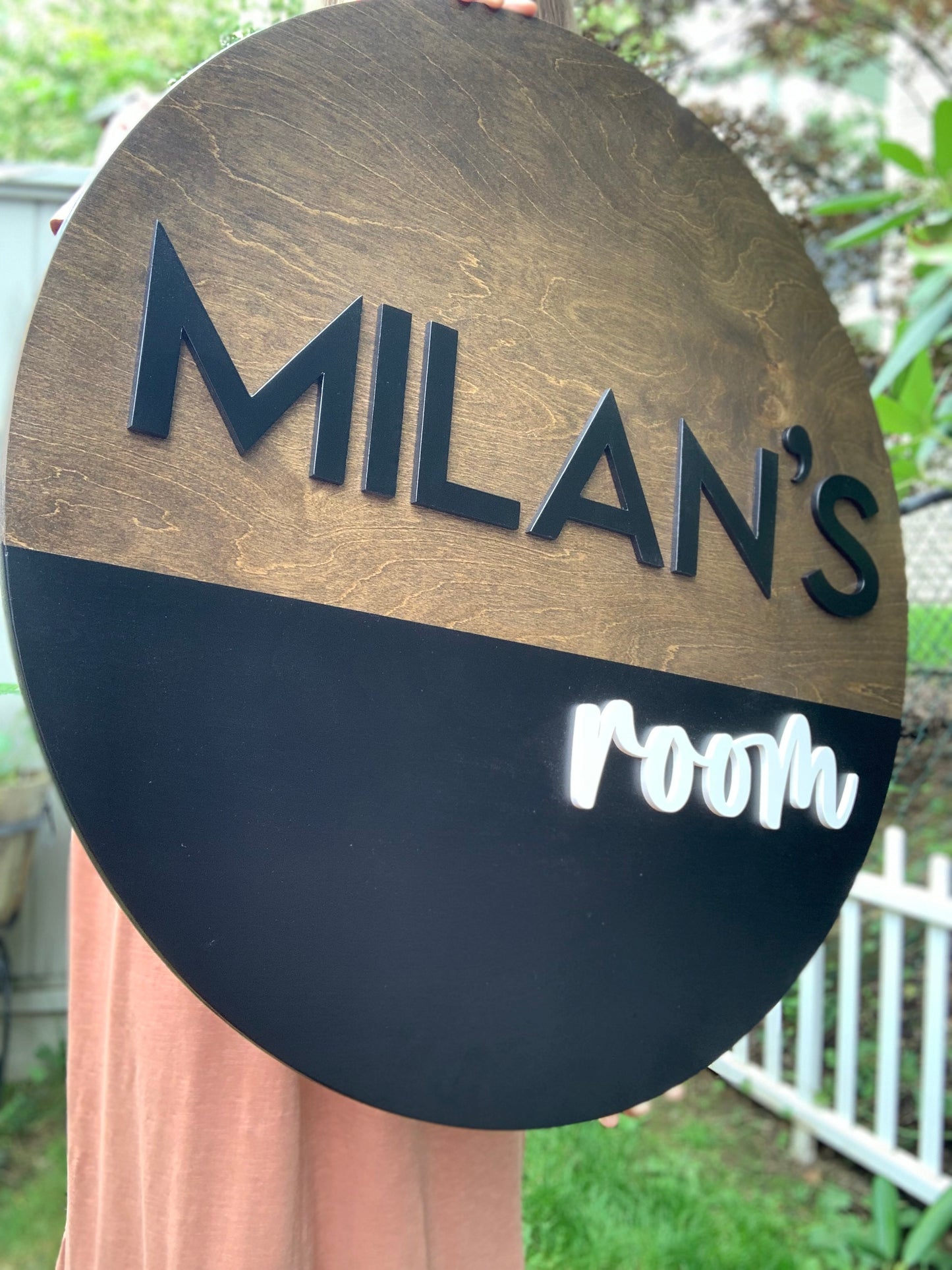 Half Painted 3D Round Name Sign