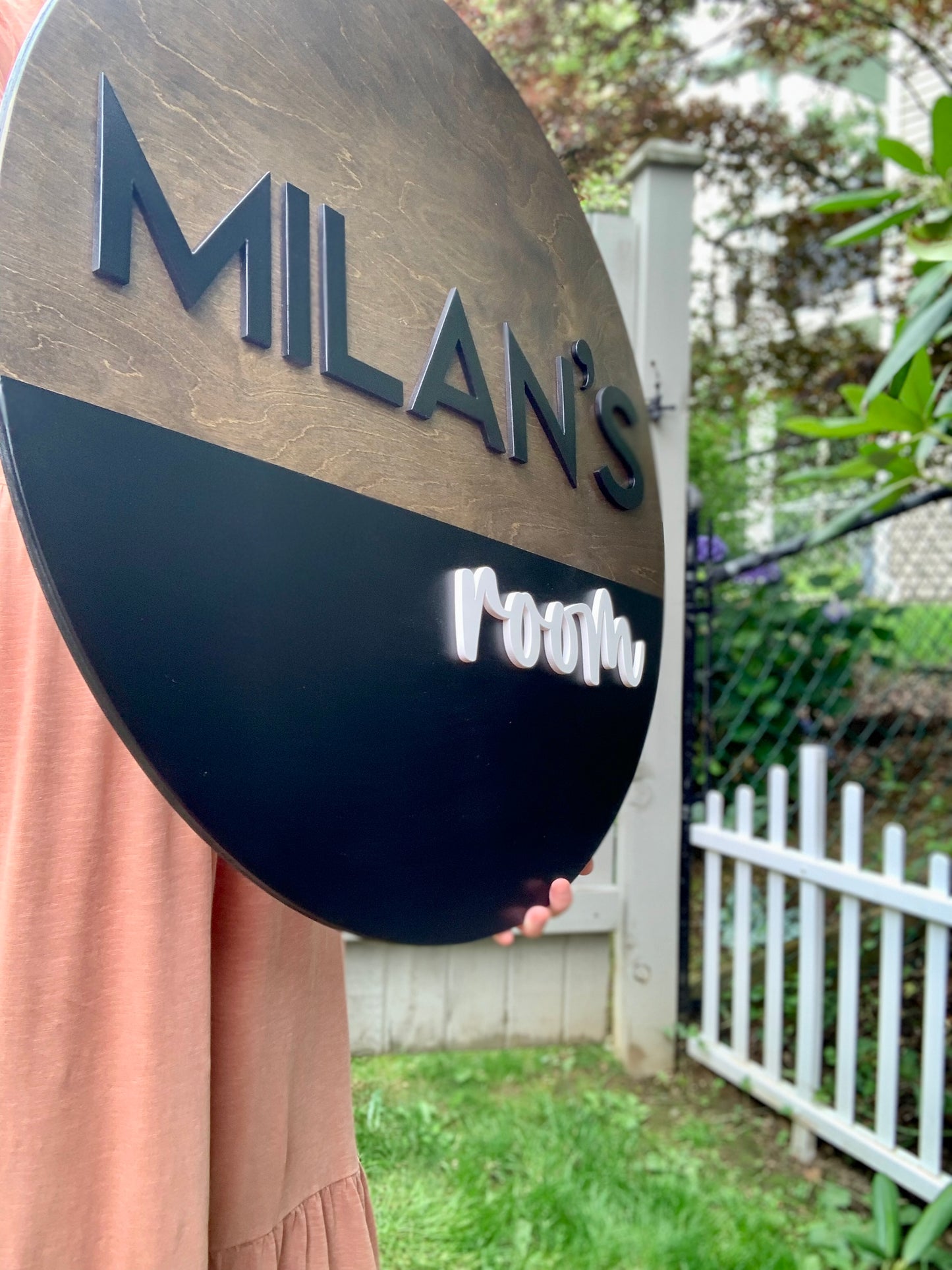 Half Painted 3D Round Name Sign