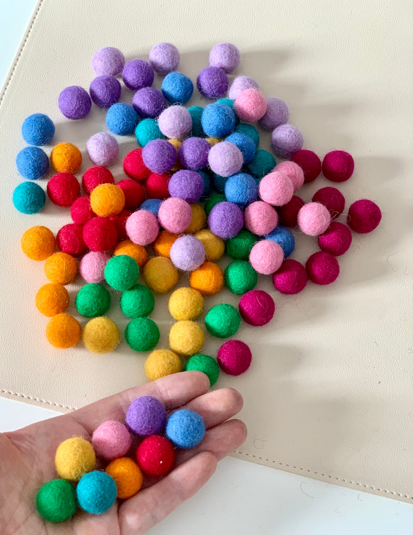 100 1.5cm Felt Balls — Add ons for Hundred Sorting Board Sensory Tray