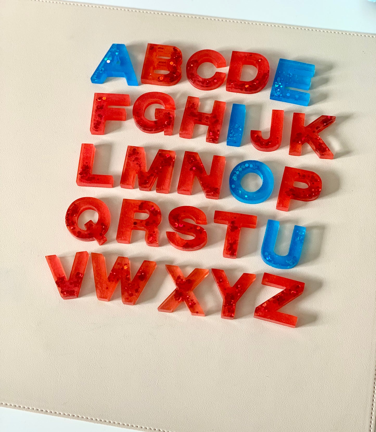 Montessori Resin Uppercase Alphabet • Movable Alphabet Set • Fits Resin Letter Flisat Insert