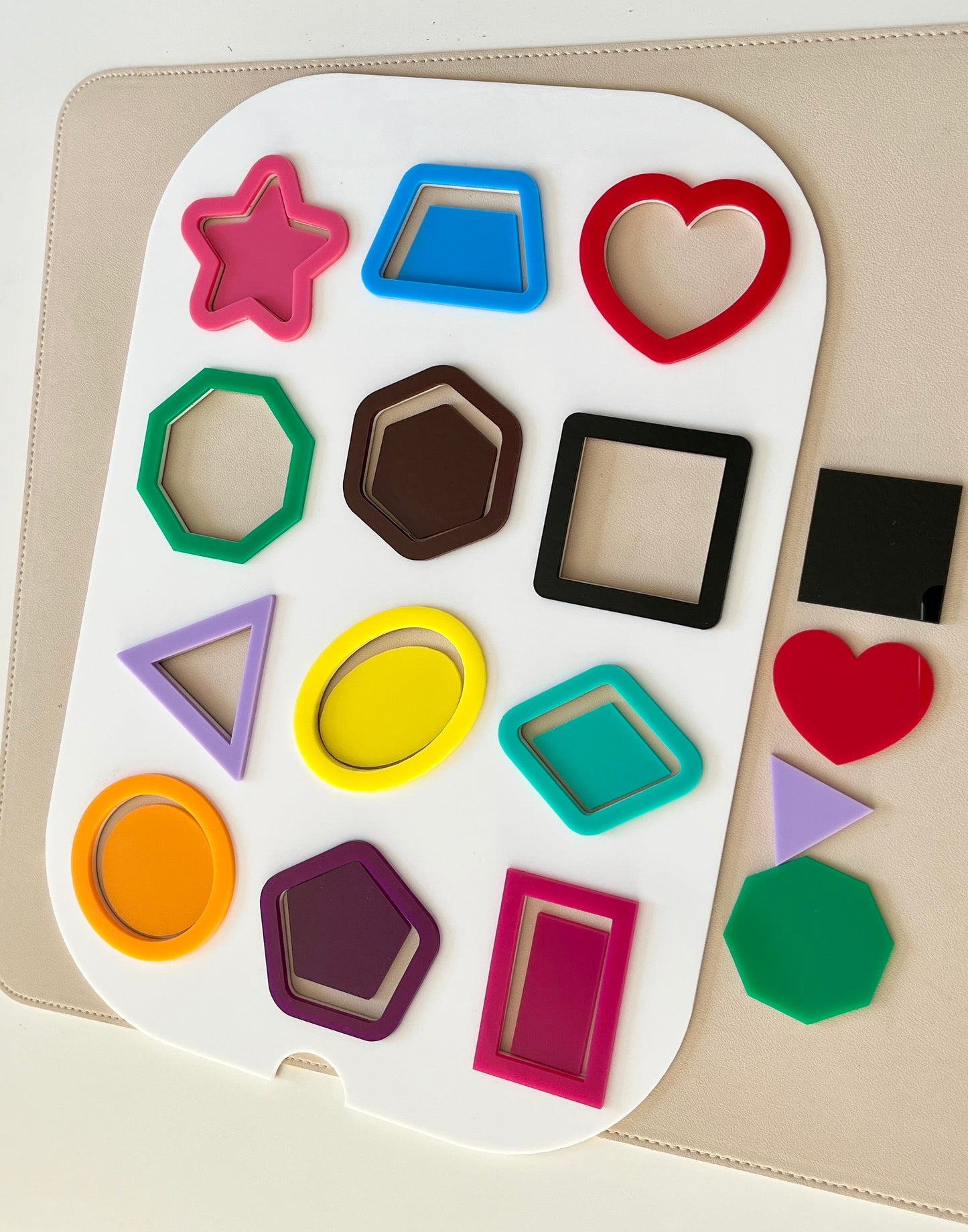 Shape Sorter Flisat Table Top Insert with matching shapes — Dry Erase, Rainbow Colours