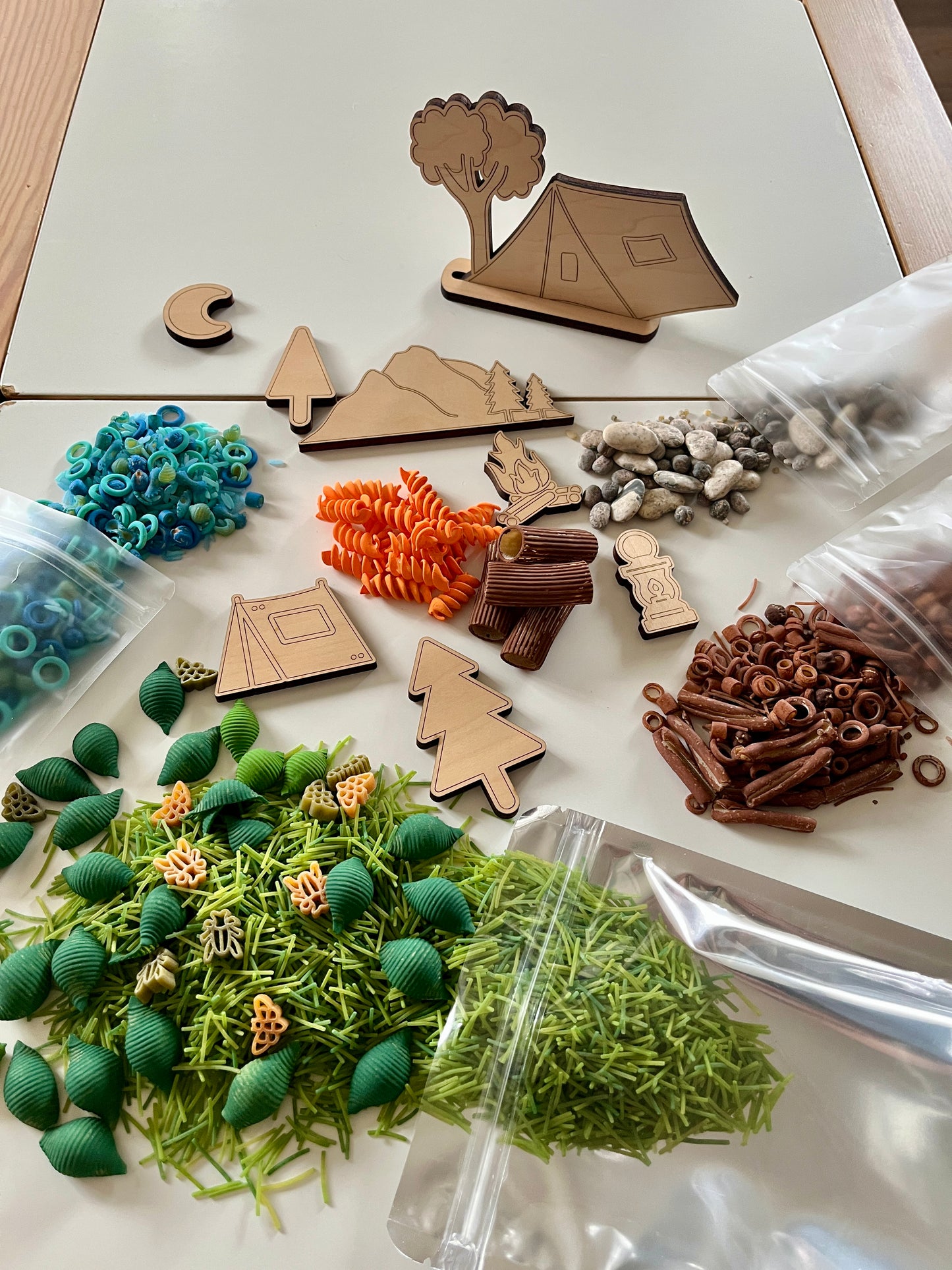 Camping Fun Filler Sensory Kit with Wood Parts