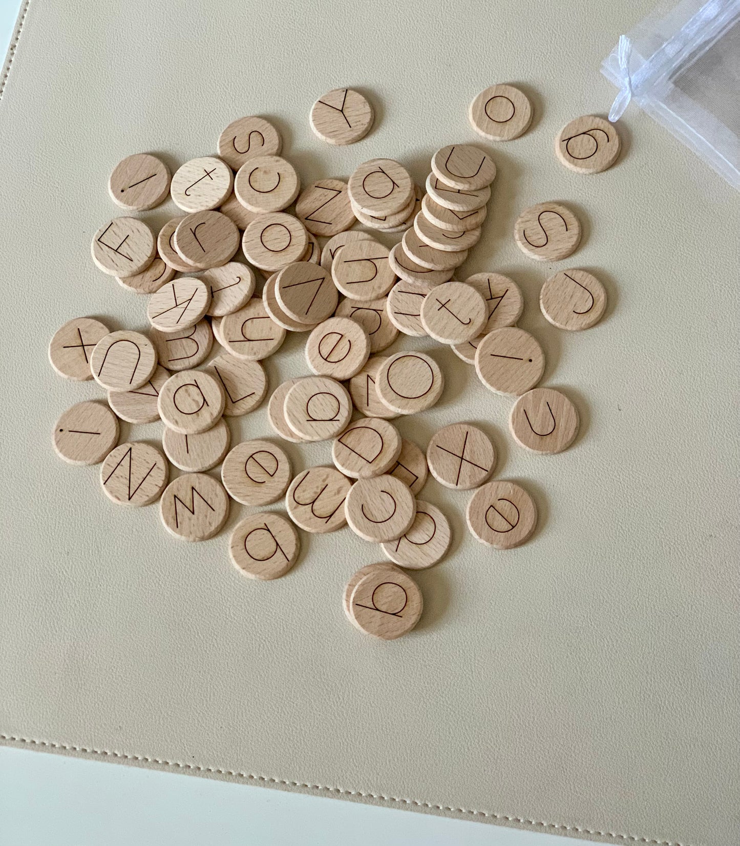 Mini Wood Alphabet and Number Discs