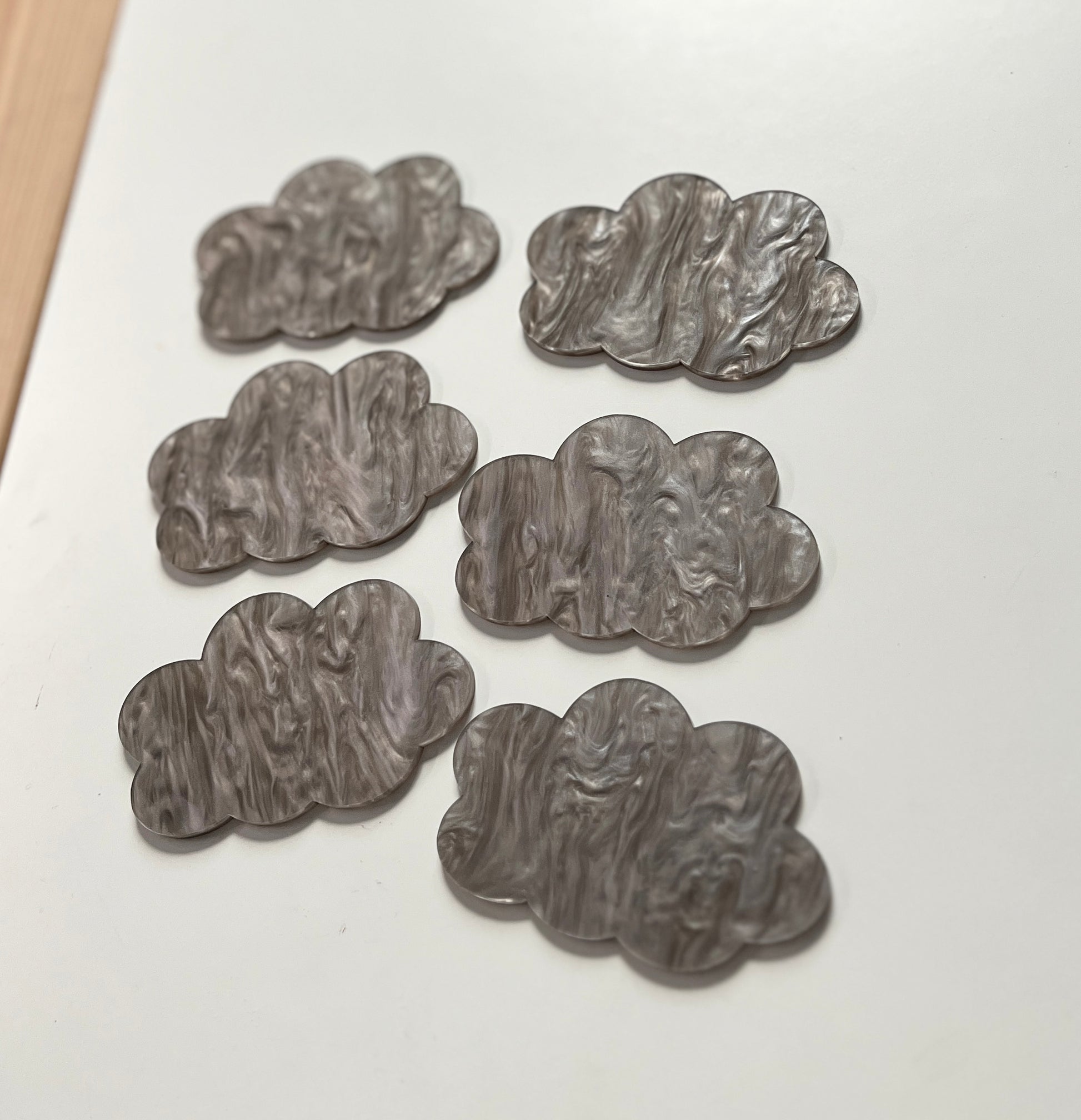 Dry Erase Cloud Shapes in a Marble Grey Acrylic, Great for education