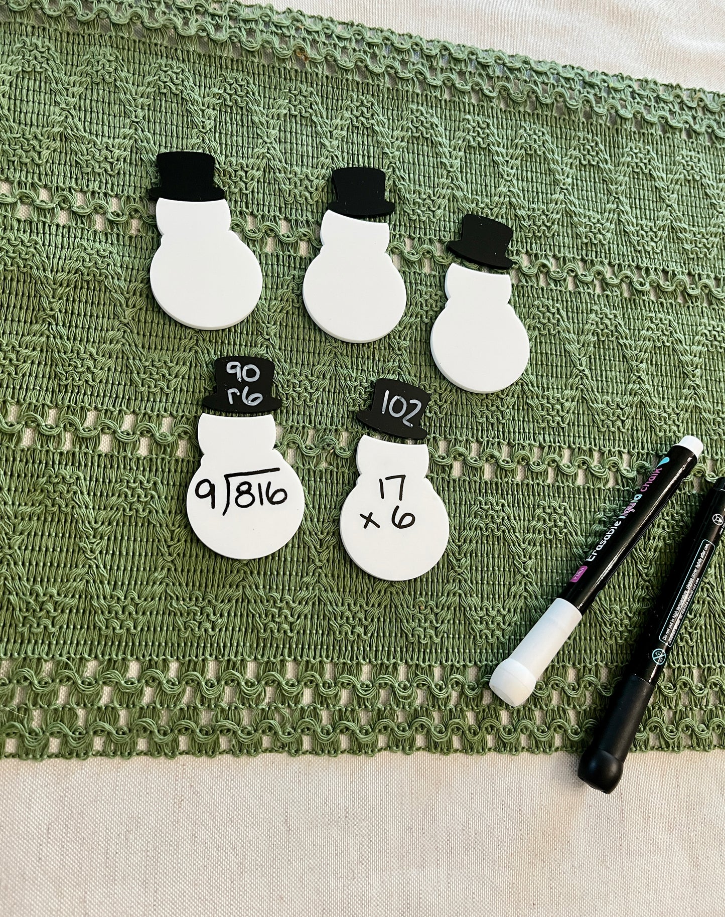 Little Dry Erasables - Snow Men - Set of 5 , 10 Piece set