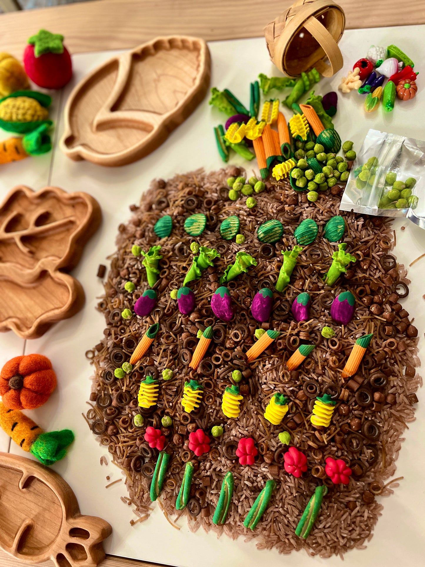 Harvest Vegetable Fun Filler Sensory Kit with Basket of Mini Veggies