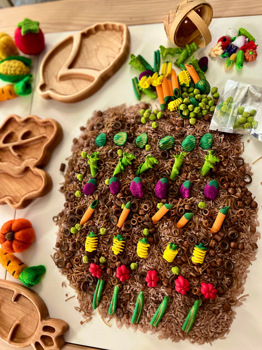Harvest Vegetable Fun Filler Sensory Kit with Basket of Mini Veggies