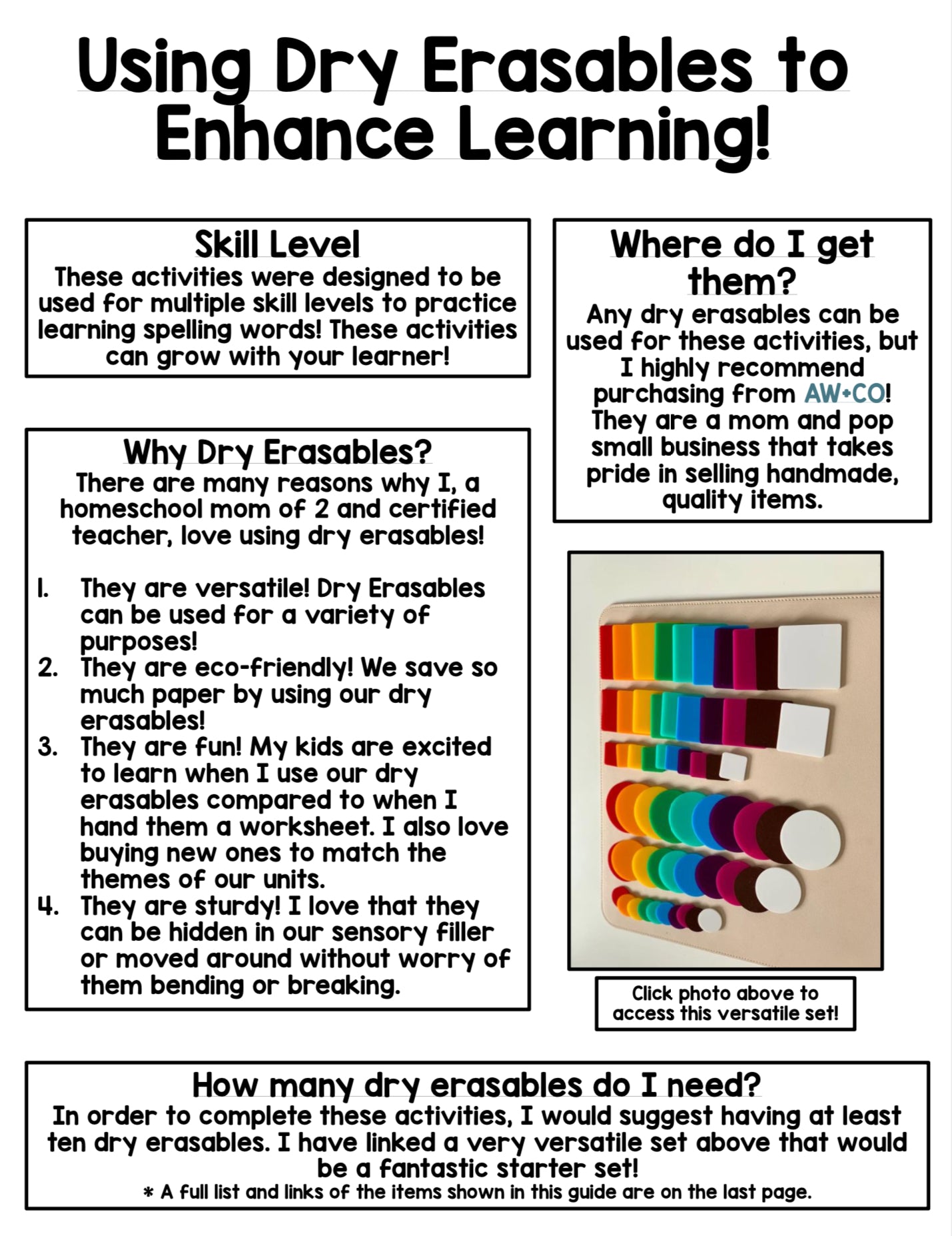 Digital Download | Spelling Dry Erasable Guide by Book Lady Emma