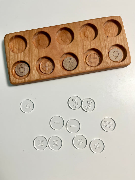 Mini Wood or Clear Acrylic Math Symbol Discs
