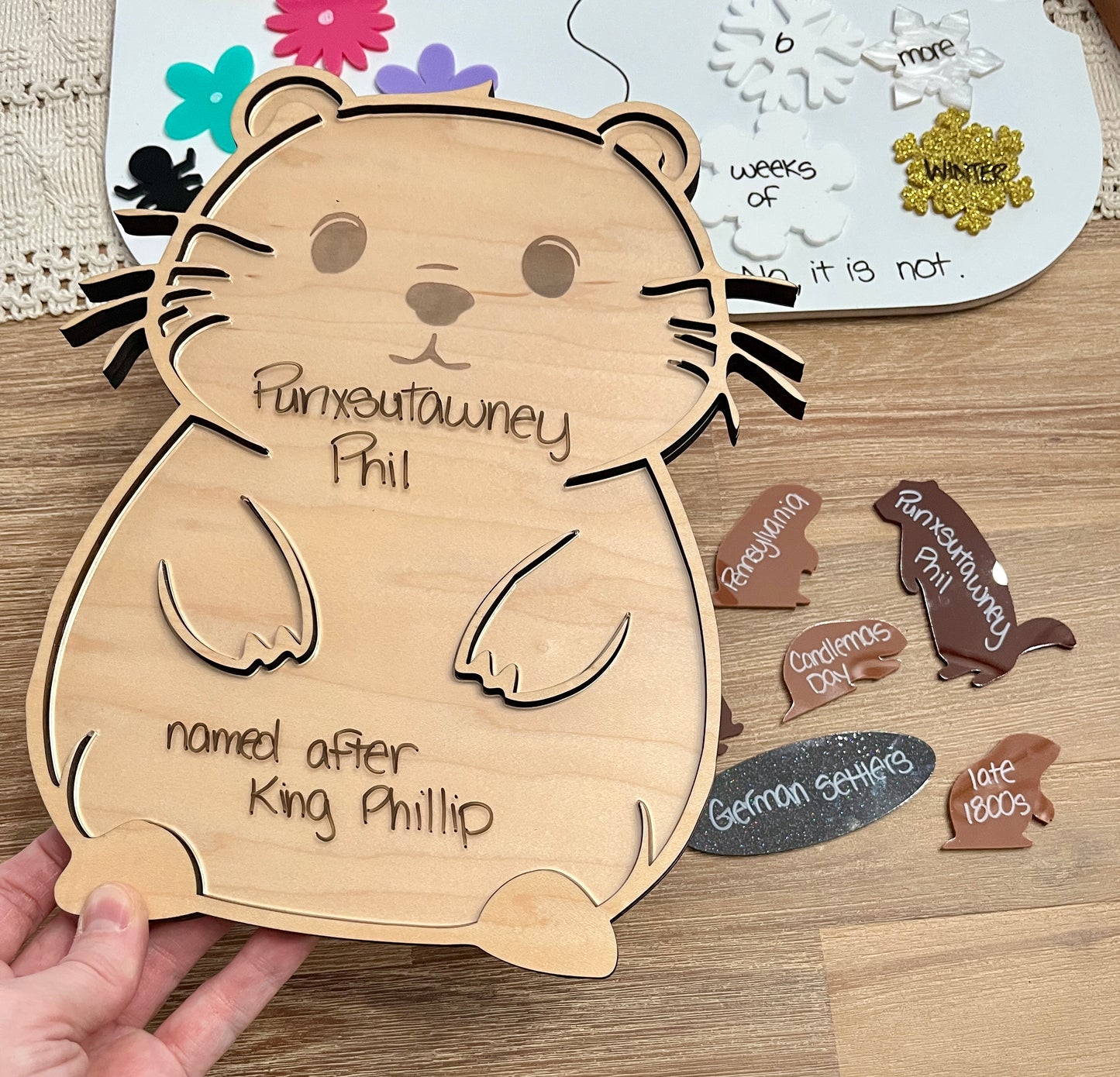 Laser Cut Groundhog Tray with Dry Erase Insert