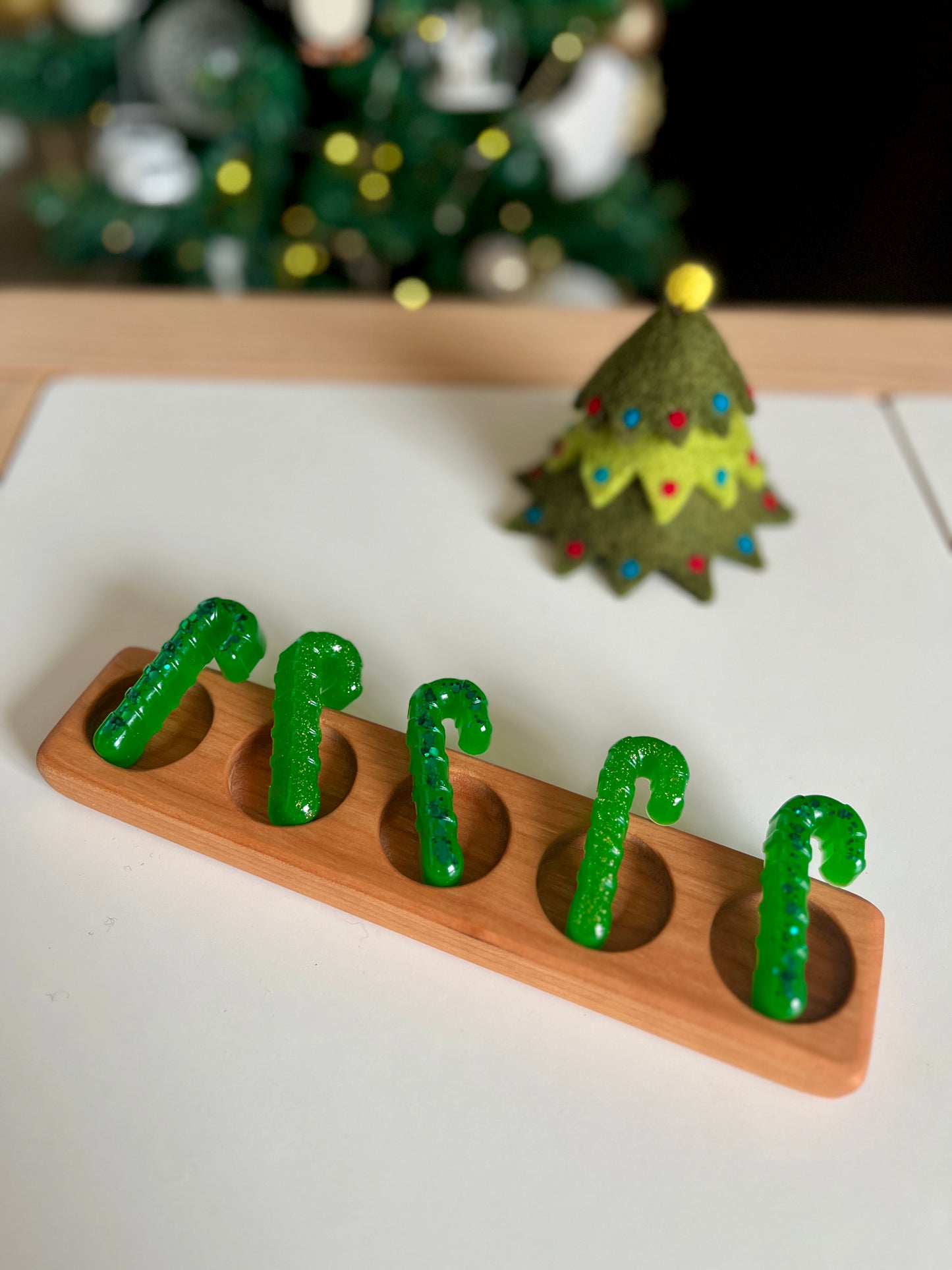 Green Candy Cane Resin Loose Parts, Set of 5