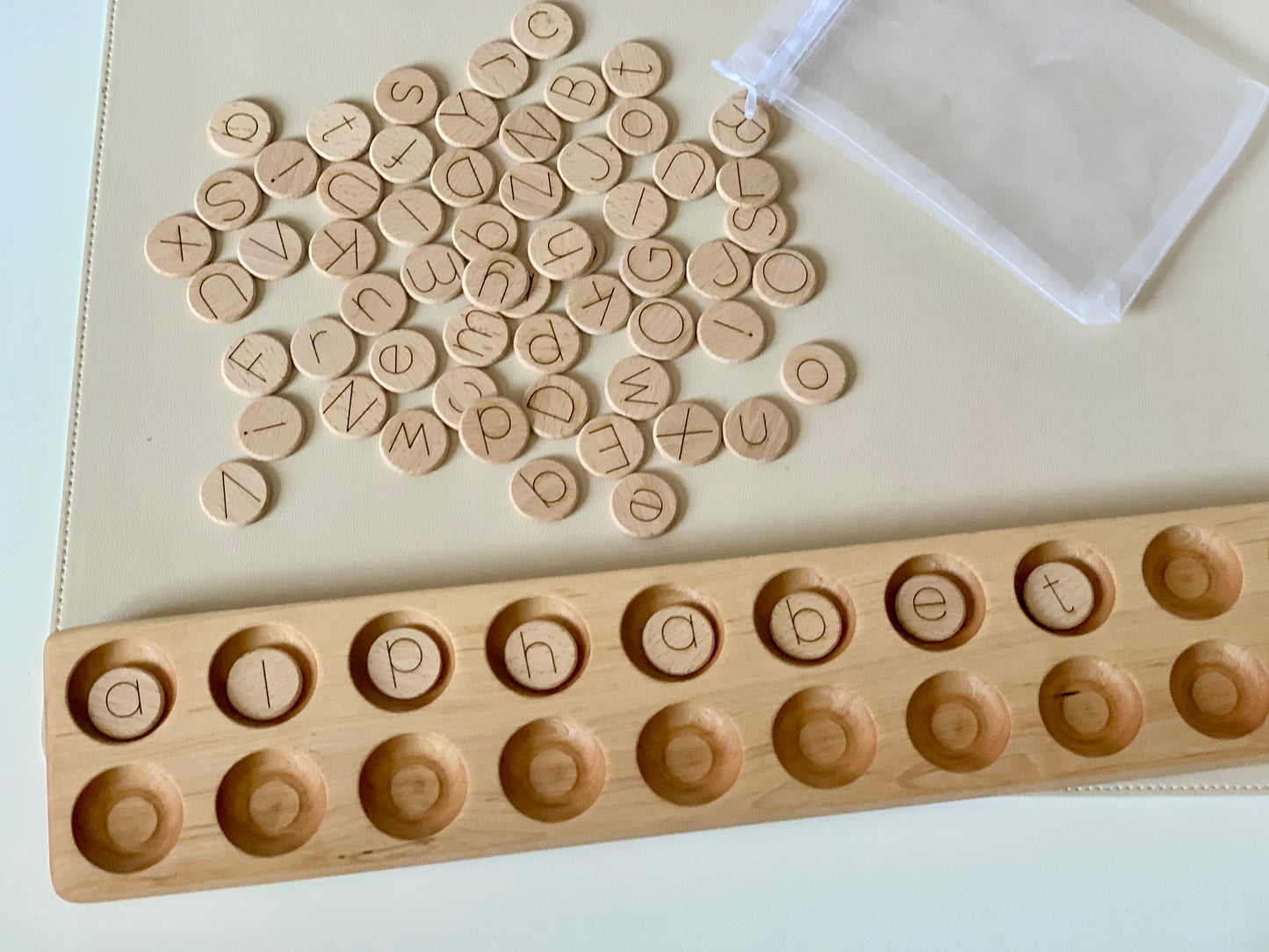 Mini Wood Alphabet and Number Discs