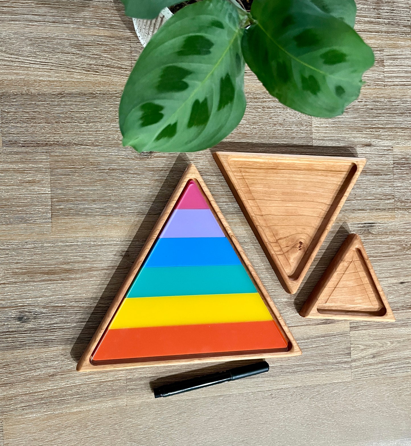 Nesting Triangle Pyramid Wooden Sensory Trays