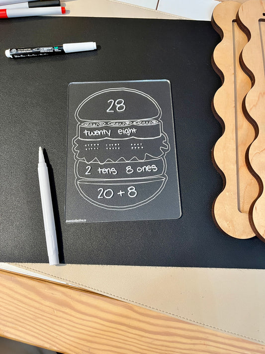 Hamburger Graphic Organizer Dry Erase Acrylic Tracing Board; can also fit as a Flisat Insert