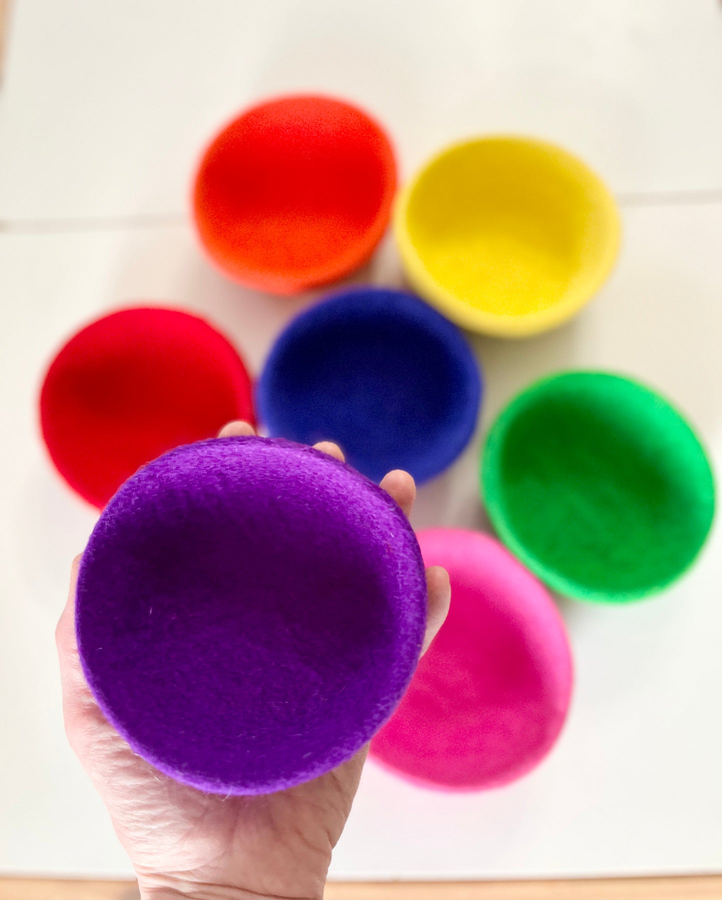 Stacking Colourful Felt Bowls — Set of 7 Rainbow Bowls