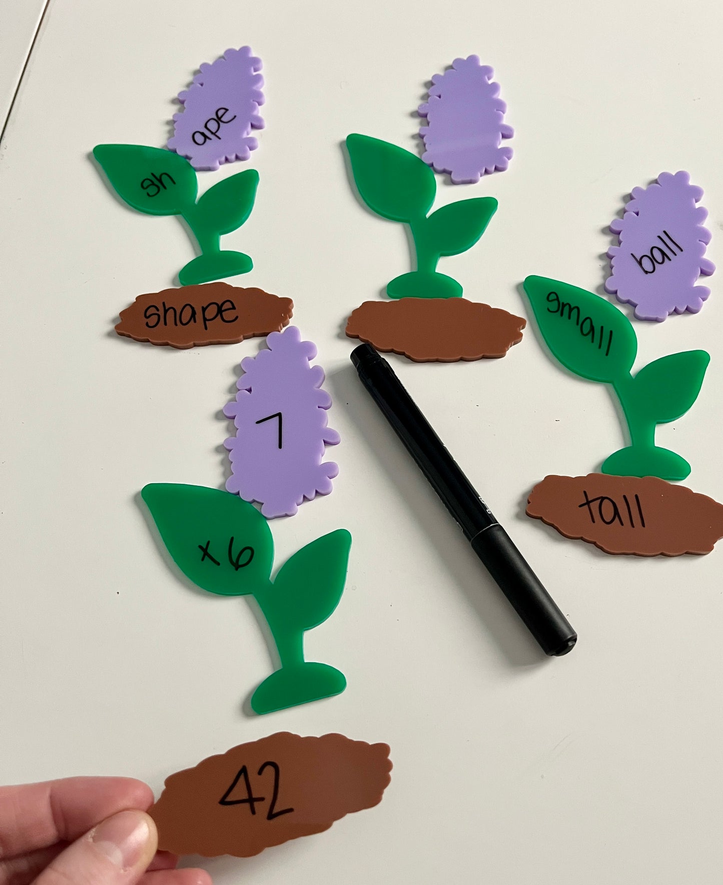 Little Dry Erasables - 3 Part Lavender with Soil Flowers