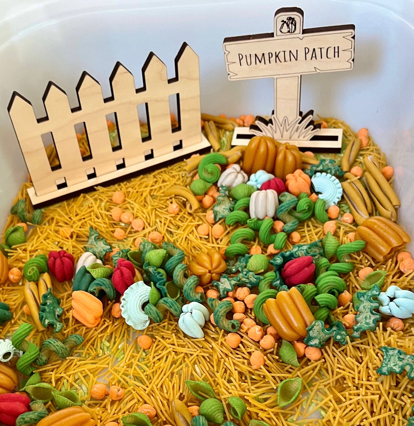 Wooden Play Pumpkin Patch Sign and Fences
