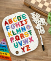 Acrylic Dry Erase Uppercase Alphabet Puzzle Flisat Table Top Insert with Both Rainbow and White Letters