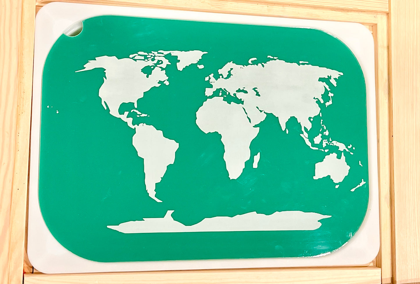 Clear Acrylic World Map Dry Erase Tracing Board — Fits as a Flisat Insert