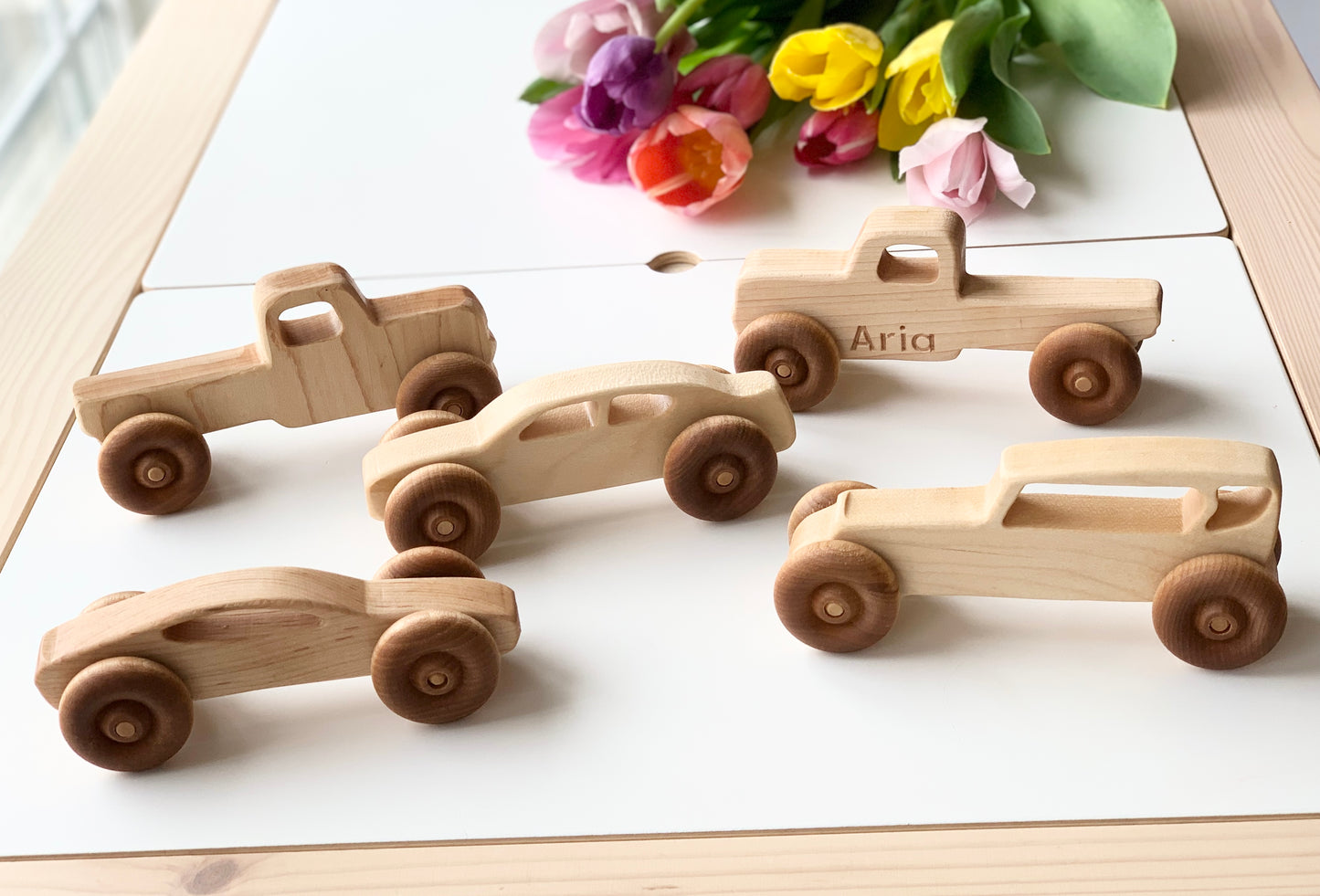 Personalized Wooden Toy Vehicles - Trucks, Car, Bus and Tractor / Push Car