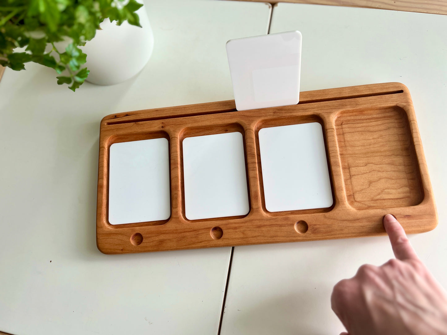 4 Four Section CVCC / CVCE with Indents | Salt Sand & Flash Card Sensory Tray