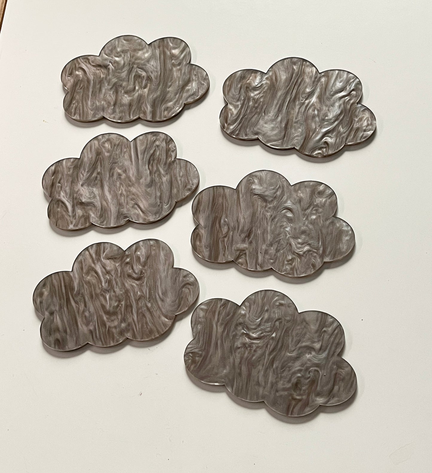 Dry Erase Cloud Shapes in a Marble Grey Acrylic, Great for education