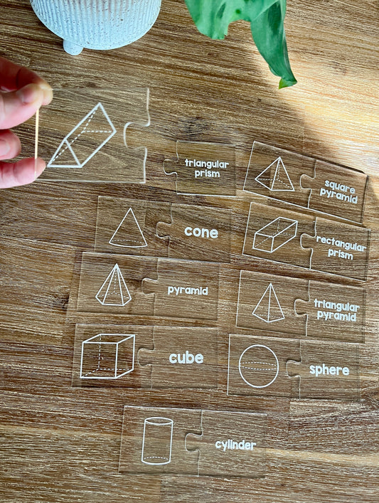 Little Dry Erasables - 2 Part Geometry 3D Shape Puzzles