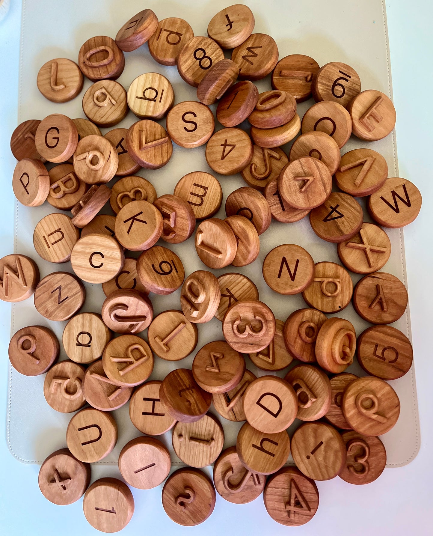 Uppercase Alphabet Play Dough Stampers — Cherry Wood